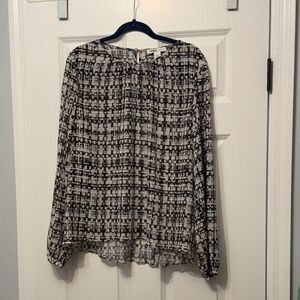 WHBM Printed Long Sleeve Blouse